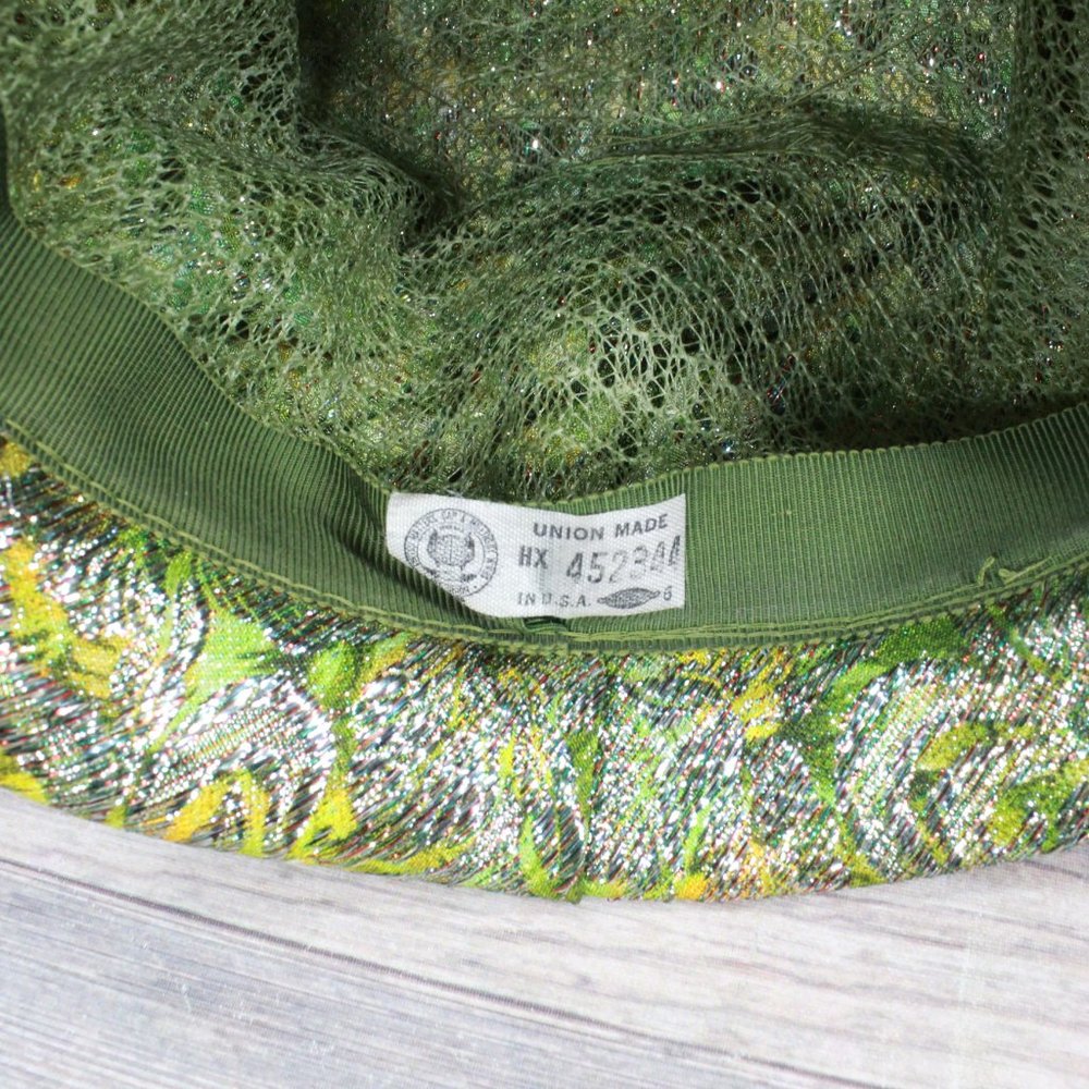 Vintage! Union Made U.S.A. Green Gold Studded Hat - Picture 9 of 11